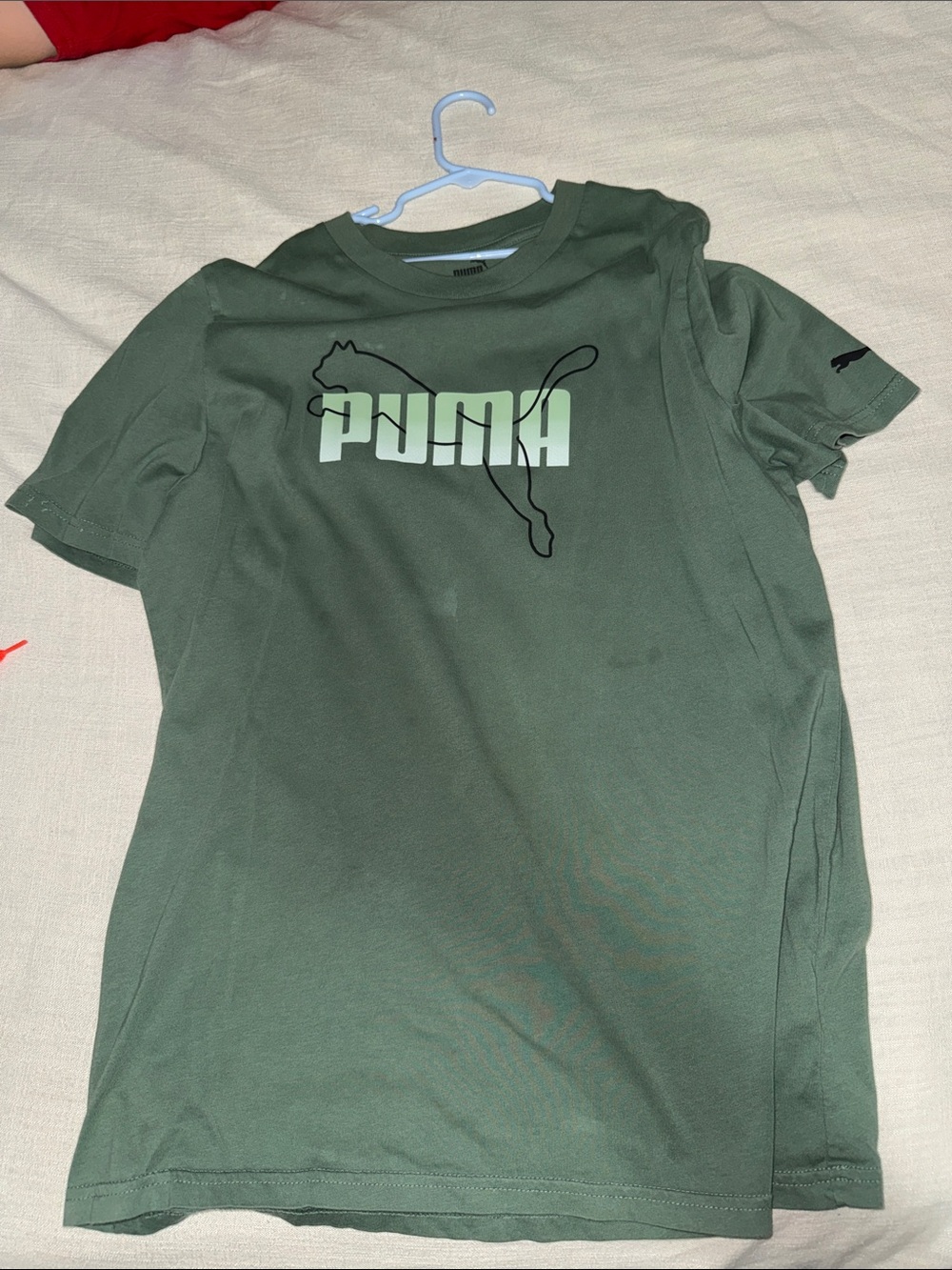 Puma Boys' Olive Green Logo Short Sleeve Tee